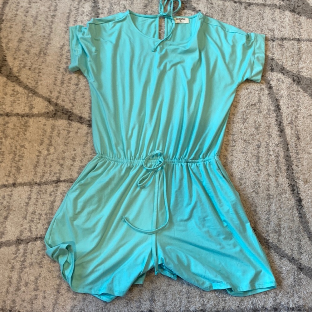Mint short sleeve romper